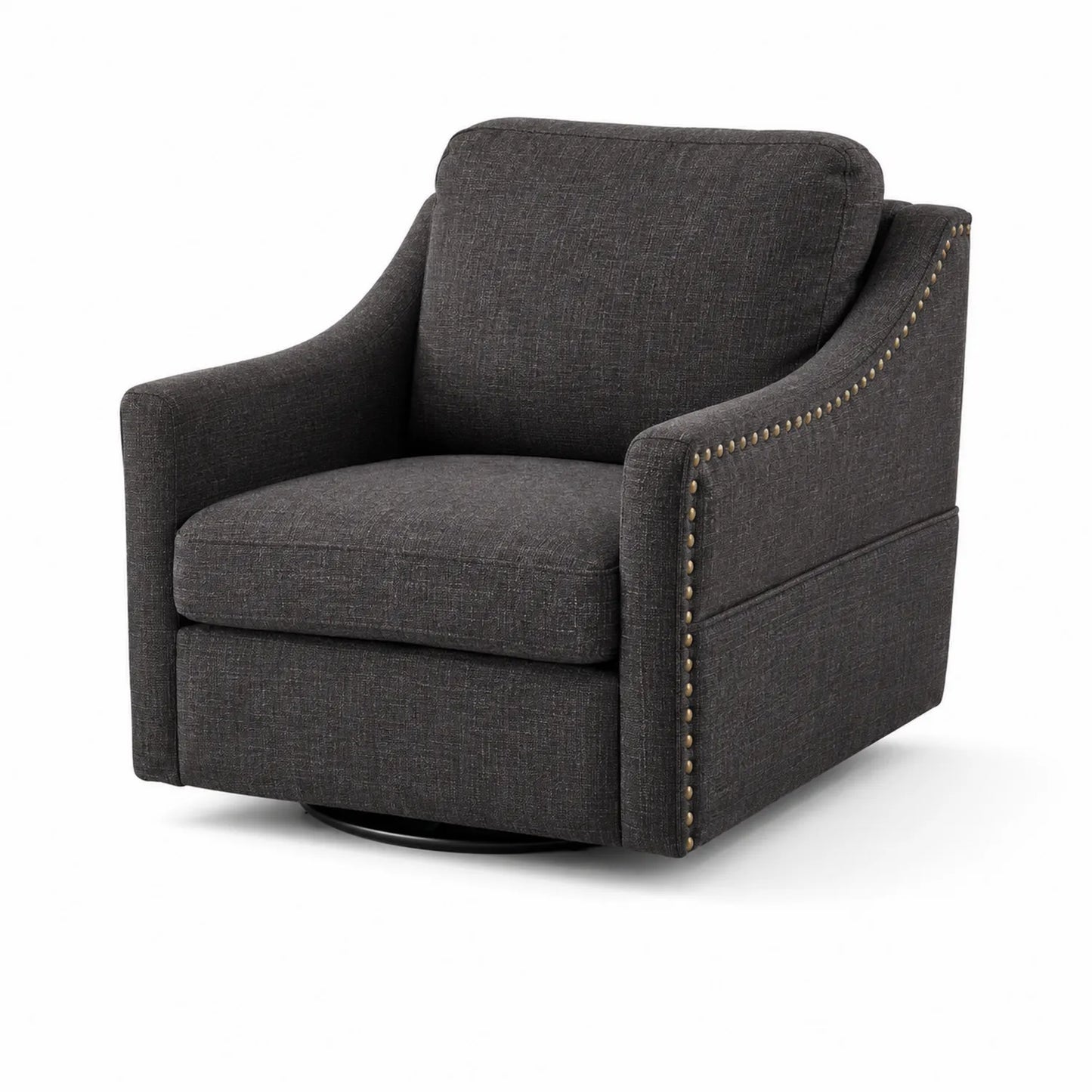 Fauteuil pivotant en tissu avec détails cloutés