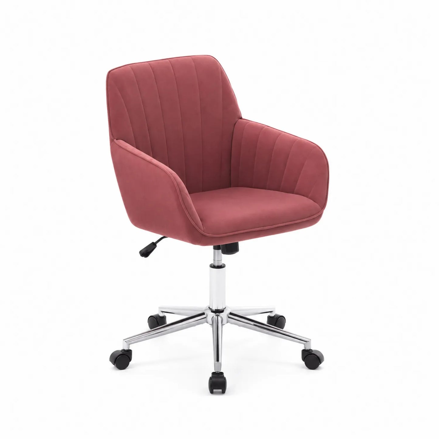 Chaise de bureau pivotante en velours avec accoudoirs et base en métal
