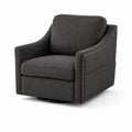 Fauteuil pivotant en tissu avec détails cloutés