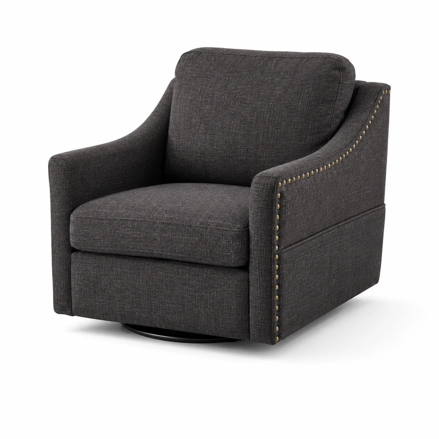 Fauteuil pivotant en tissu avec détails cloutés