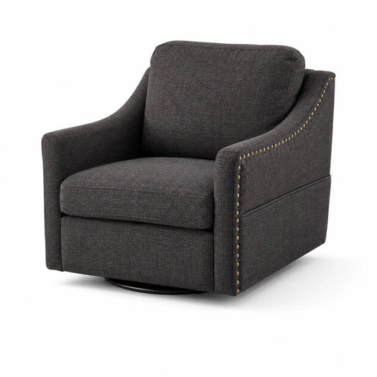 Fauteuil pivotant en tissu avec détails cloutés
