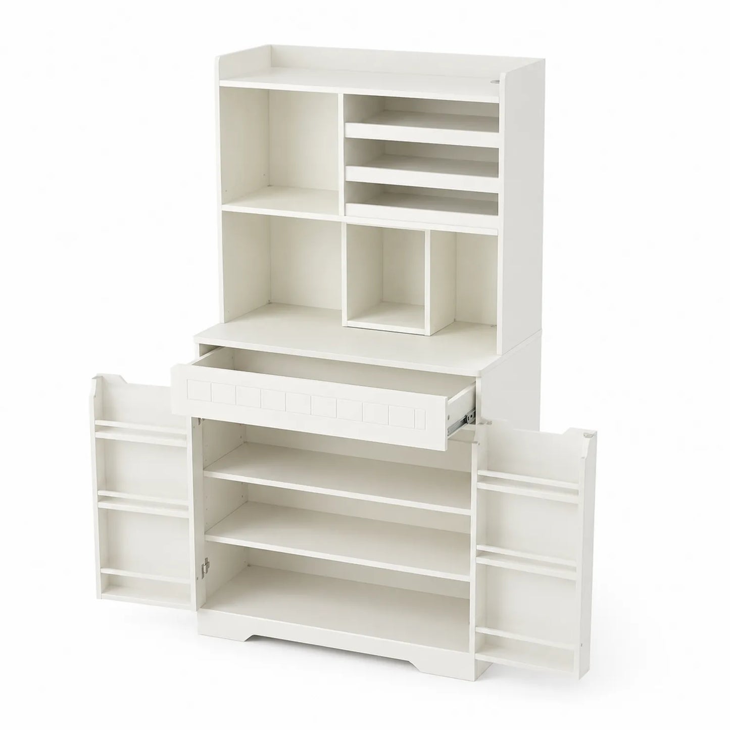 Buffet de cuisine blanc en MDF avec étagères et tiroir