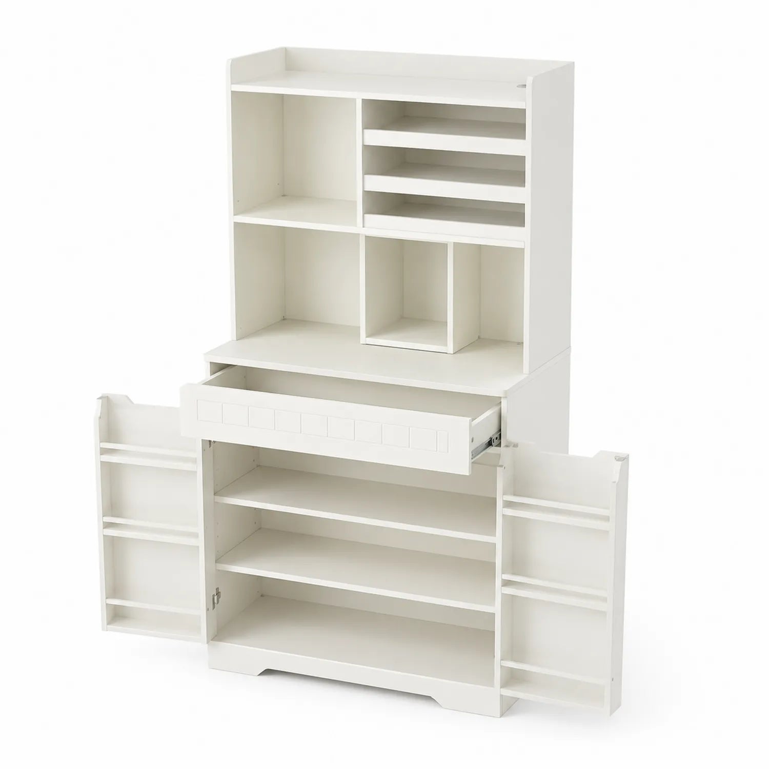 Buffet de cuisine blanc en MDF avec étagères et tiroir