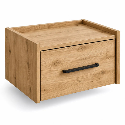 Table de chevet en bois avec tiroir et poignée métal 50cm x 40cm x 30cm