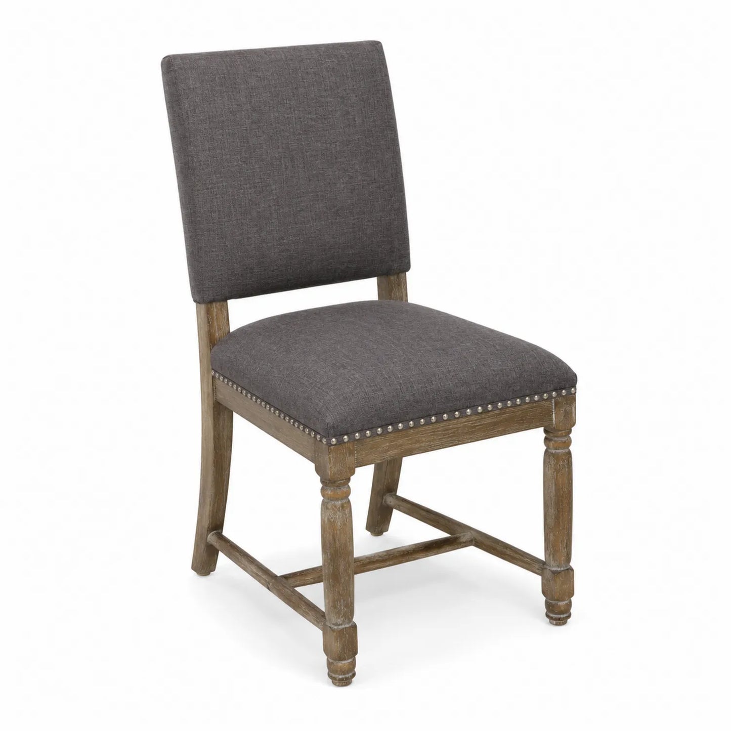 Chaise en bois de chêne et tissu polyester gris