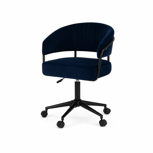 Chaise de bureau en velours avec base métallique