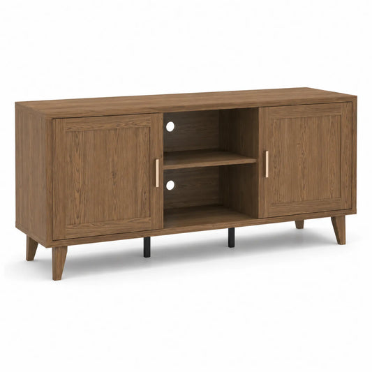 Meuble TV en bois avec portes et étagères 150x40x60 cm
