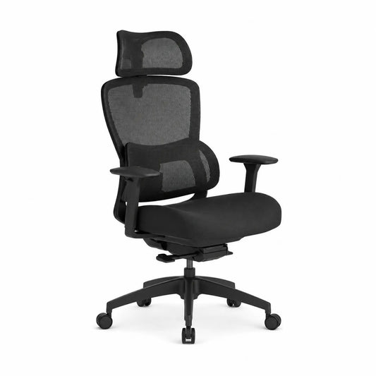 Chaise de bureau en maille noire avec accoudoirs réglables