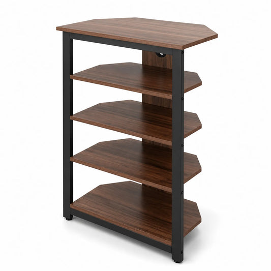 Étagère multimédia en bois 5 niveaux avec cadre en métal