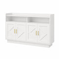 Buffet en bois MDF blanc avec portes et poignées métalliques