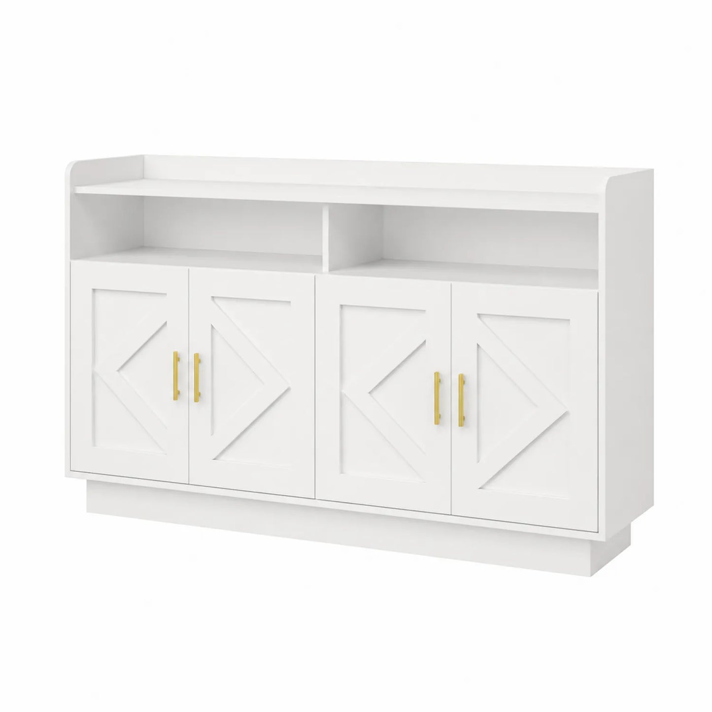 Buffet en bois MDF blanc avec portes et poignées métalliques