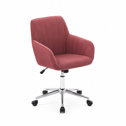 Chaise de bureau pivotante en velours avec accoudoirs et base en métal