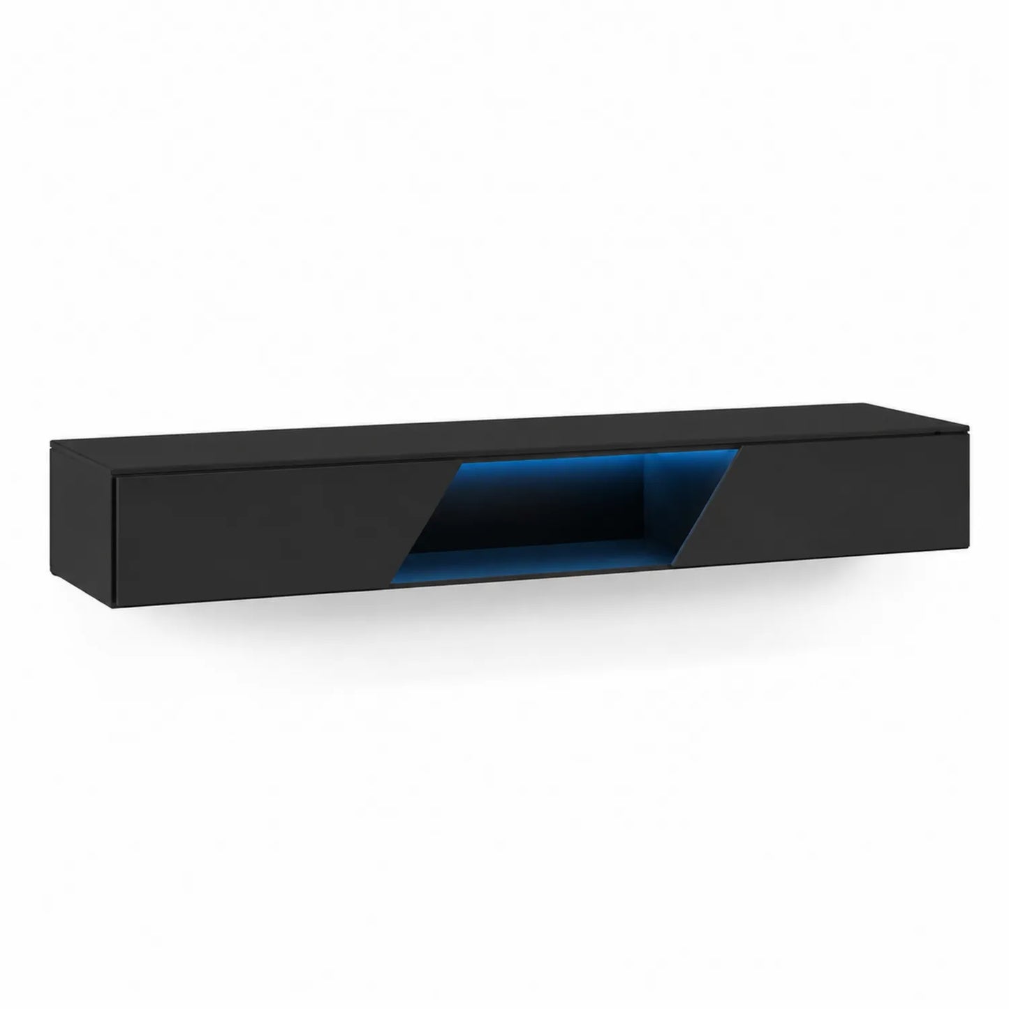 Meuble TV mural MDF noir avec LED 180 cm