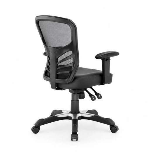 Chaise de bureau en maille noire avec accoudoirs réglables